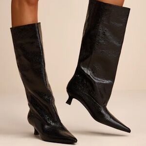 NWT Black Knee High Kitten Heeled Boots never worn